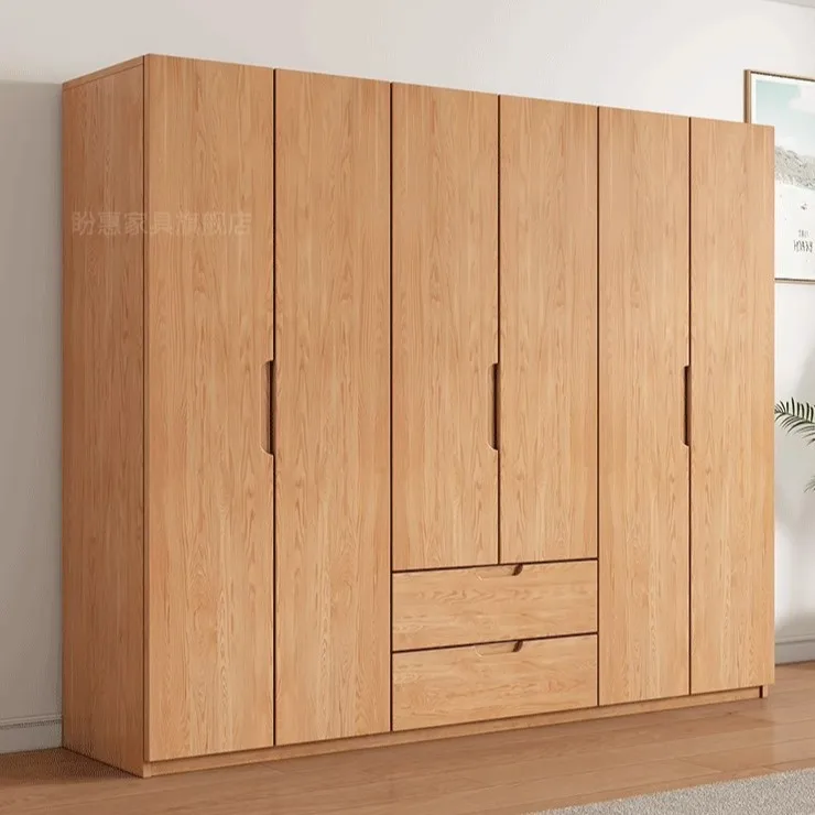 Solid wood wardrobe household bedroom 2025 explosion assembly pine log storage cabinet wardrobe storage cabinet storage