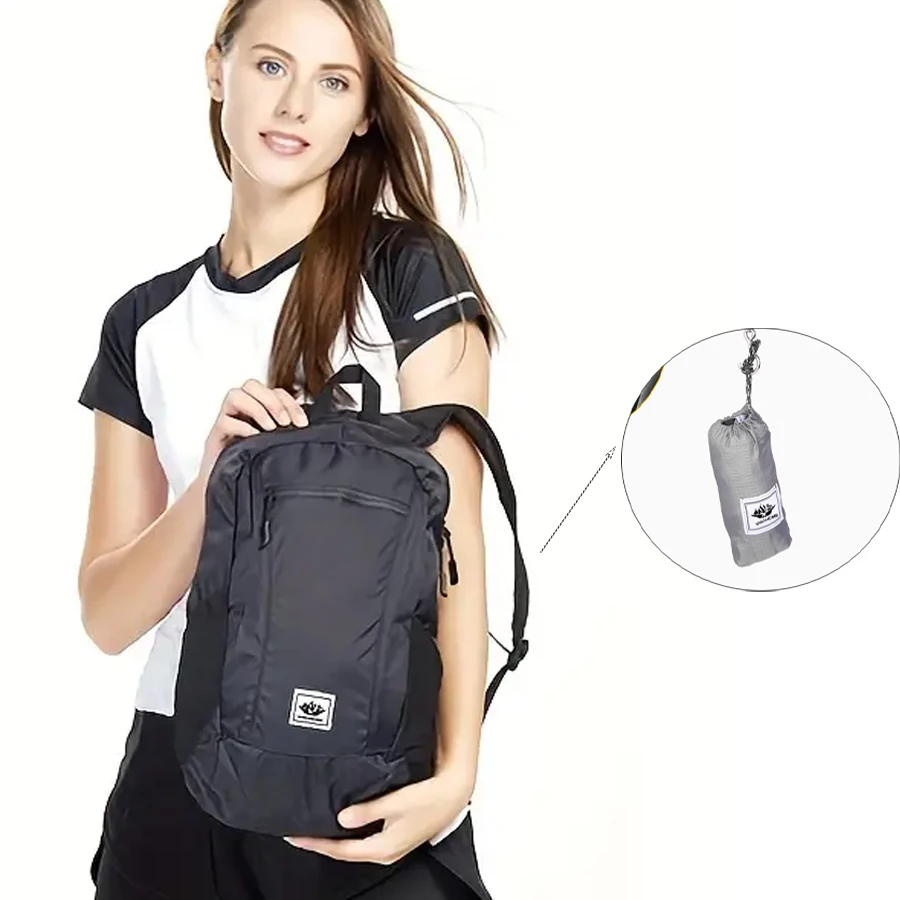 

Foldable Lightweight Backpack Large Capacity Durable Canvas Travel Hiking Camping Backpack with Adjustable Straps & Zipper