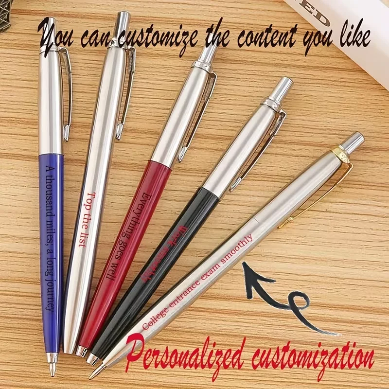 1 Piece Personalized Custom Logo Metal Ballpoint Pen with Laser-Engraved Name and Date, Retractable Steel Ballpoint Pen, Gift Pen, Office Oil-Based Pen, Multi-Color Ballpoint Pen, Retractable Metal Ballpoint Pen, Steel-Colored Oil-Based Pen, Stainless Steel Ballpoint Pen, Office Accessories, Writing Tools