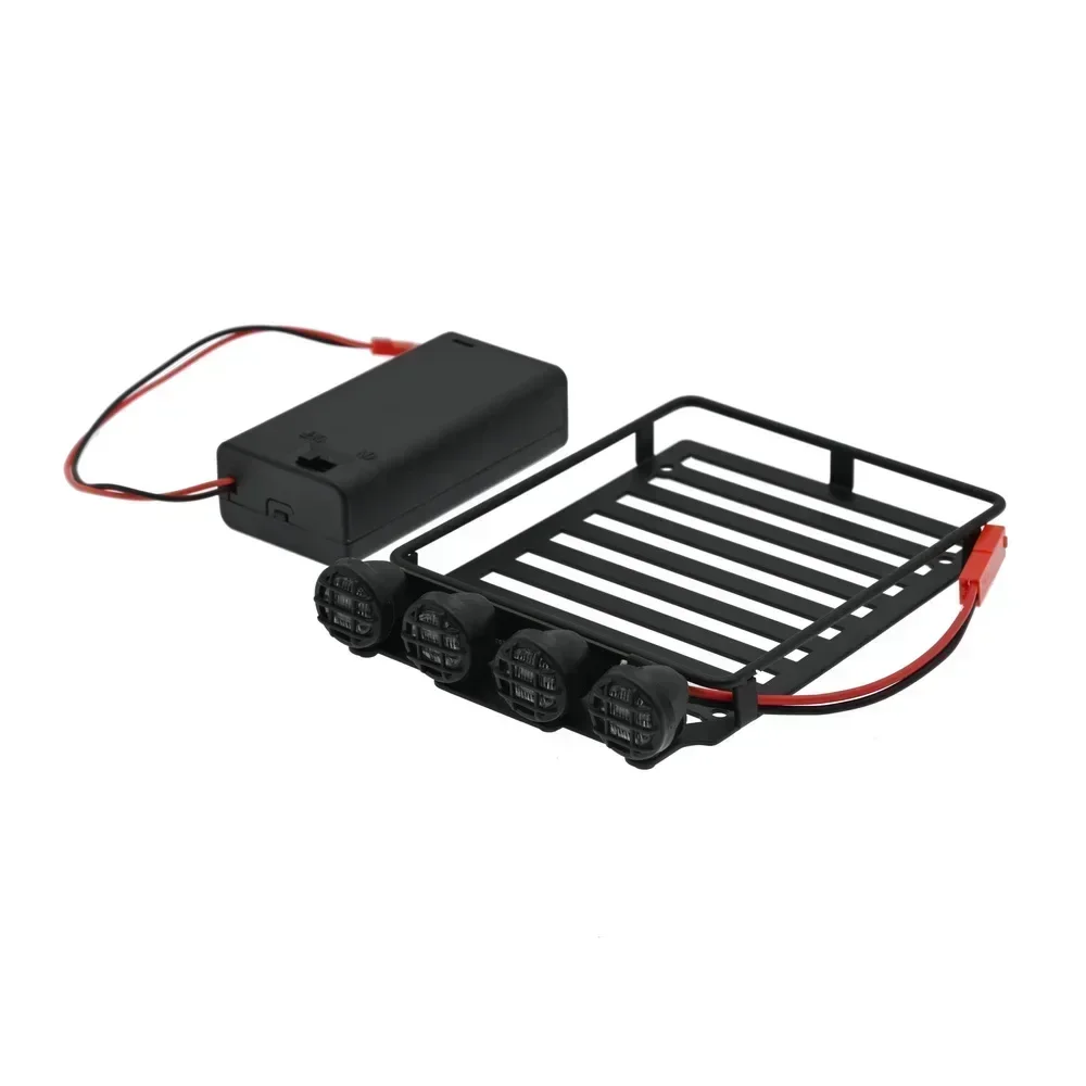 Bandeja de bagagem de rack de teto de metal e luz LED para Xiaomi Suzuki Jimny 1/16 RC Crawler Car Upgrade Parts