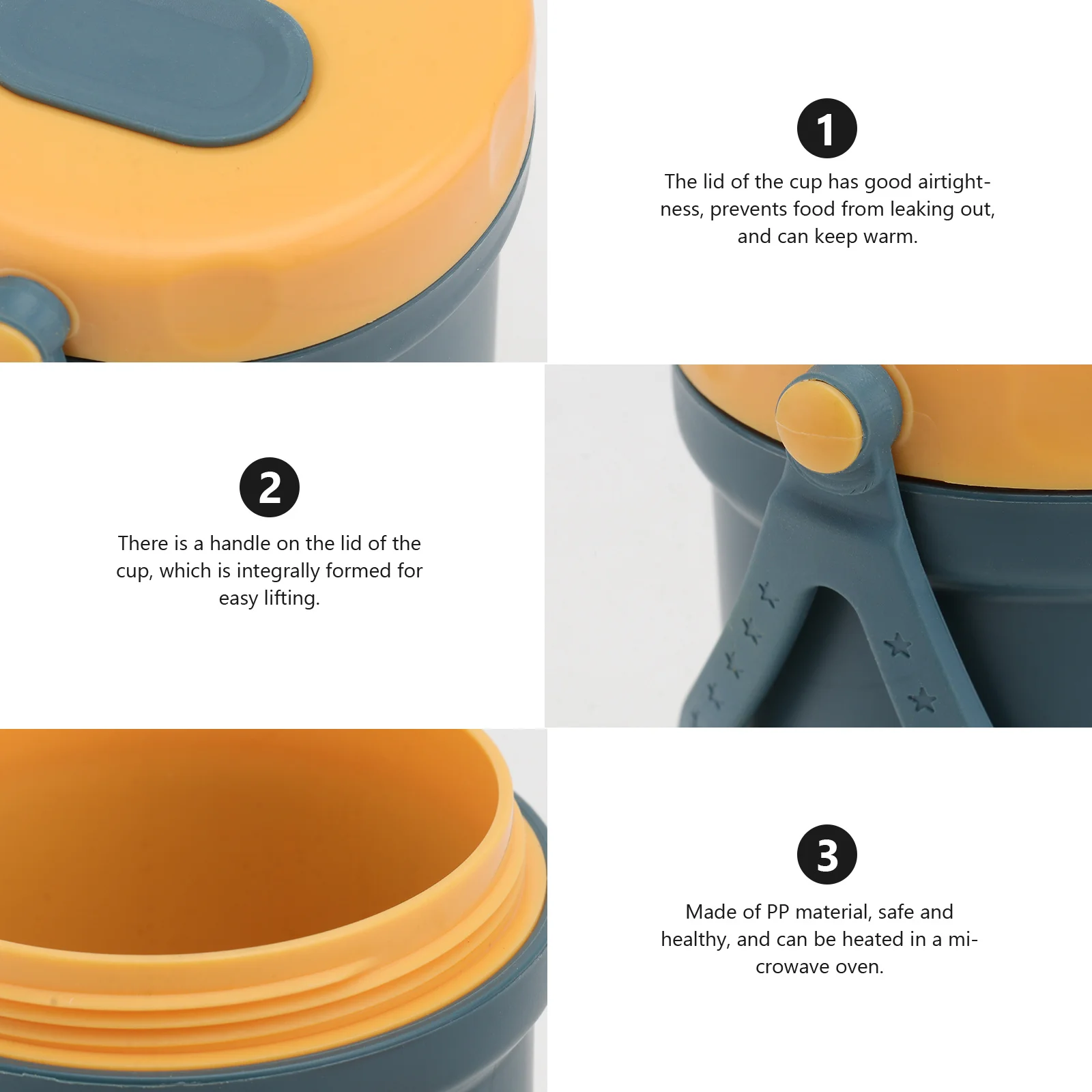 

Microwave Safe Plastic Breakfast Box Soup Container Portable Leakproof Soup Cup Navy Sealed Food Holder for Office Home