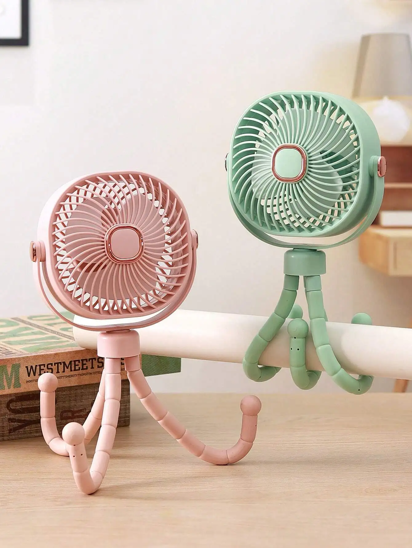 Rechargeable Portable Octopus Table Mini Fan 500mAh Lithium Battery USB Cable Outdoor Baby Stroller