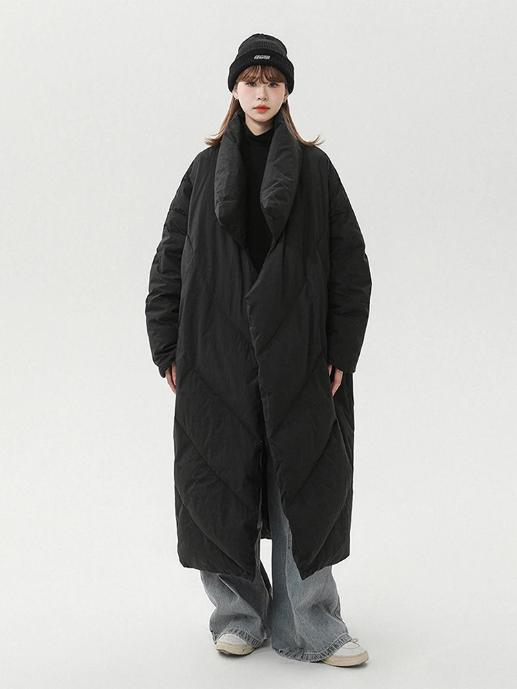 Winter Thick Zipper Knee Length Parker Jacket Female Oversized Cold Proof Down Jacket Women White Duck Down Warm Quilted Outwear
