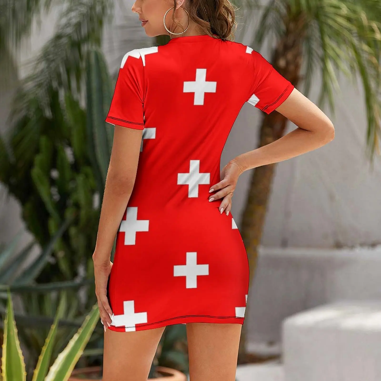 Swiss National Day - Switzerland Flag #1 Short Sleeved Dress clothes for woman party dresses woman