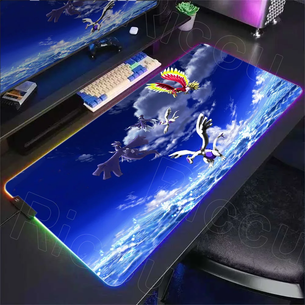 RGB Anime Pokemon Mouse Pad XXL Lugia Mousepad Computer Keyboard Pads PC Computer Accessories Non-slip Lock Edge Gengar Desk Mat