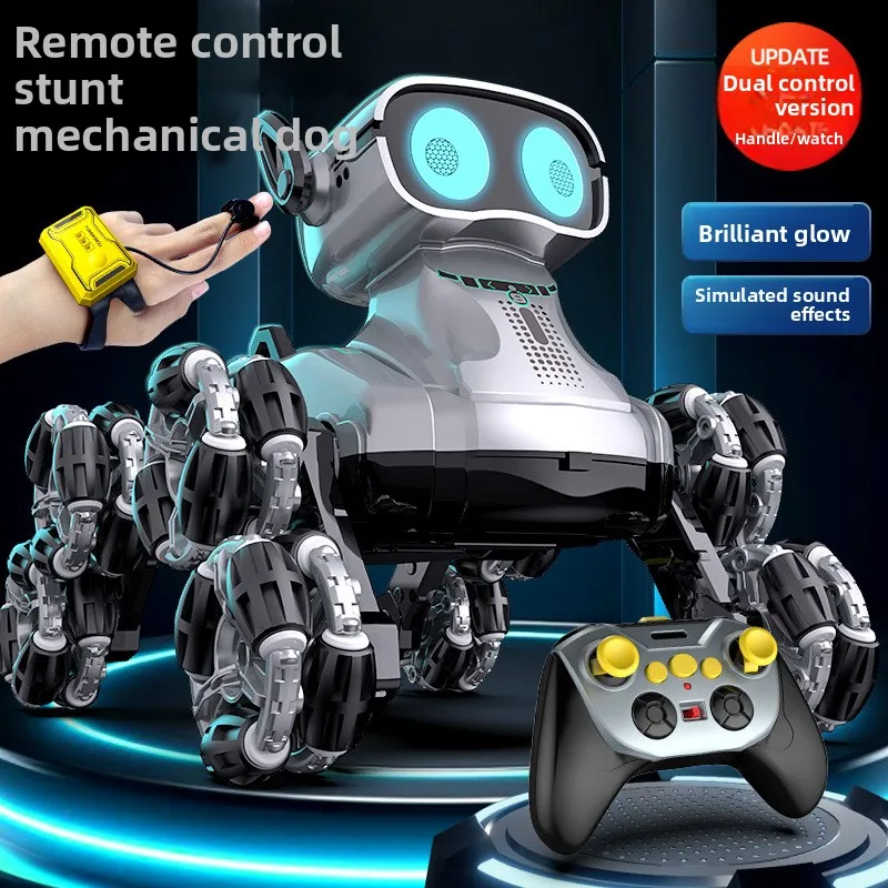 LightSmart Wireless Robot Dog Electric Remote Control Car 8-Wheel Gesture Sensing Children's Toy for Birthday Gift RC Vehicle