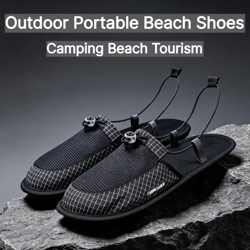 Portable Folding Travel Slippers 420D Nylon Anti‑Slip TPU Sole Lightweight Slipper for Camping Beach Hotel Business Trip Unisex