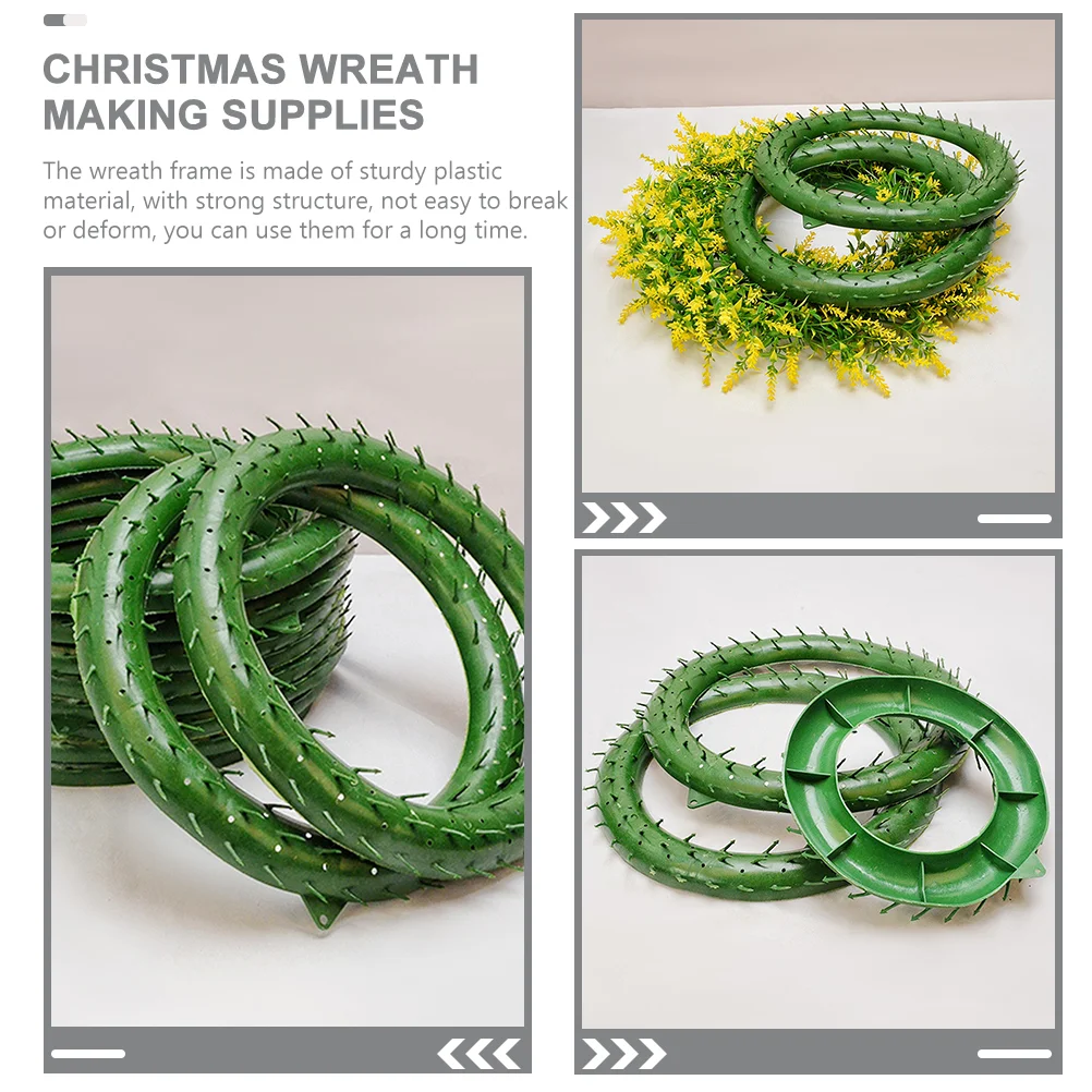 4 Pcs Christmas Plastic Garland Wreath Making Ring Macrame Rings Flower Frame Party Round Shaped Rack Accessories Iron Wire