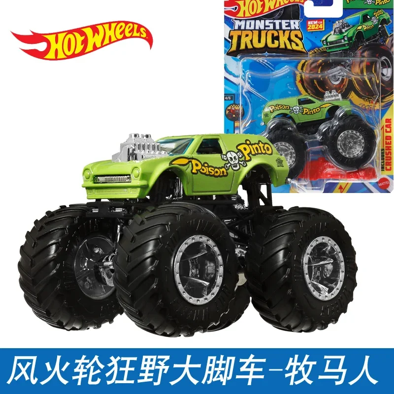 Mattel Hot Wheels Car Monster Trucks Diecast 1/64 Toys for Boys Crushed Vehicles Mega Wrex Pinto Super woman Haul Yall Gunster