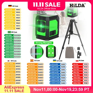 HILDA Laser Level 2-Line Green Laser Instrument With Magnet Wall Level Portable Provincial Support Cross Laser Instrument