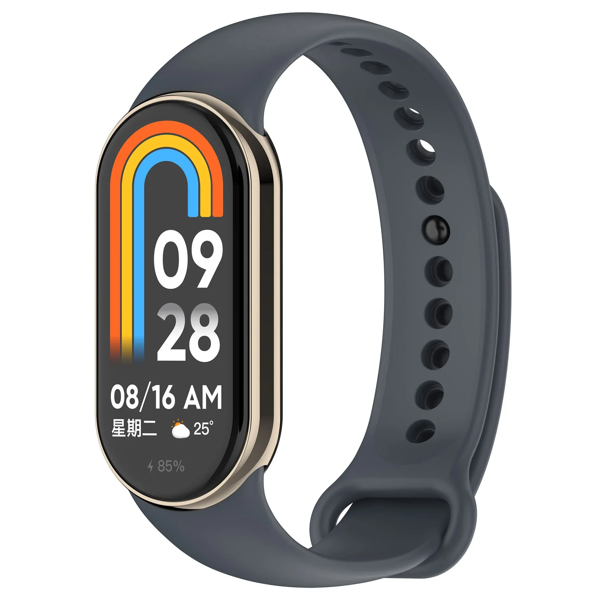Xiaomi Mi Band 8用シリコンストラップ,Xiaomi Mi Band 8スマートブレスレット用の金属製プラグ付き