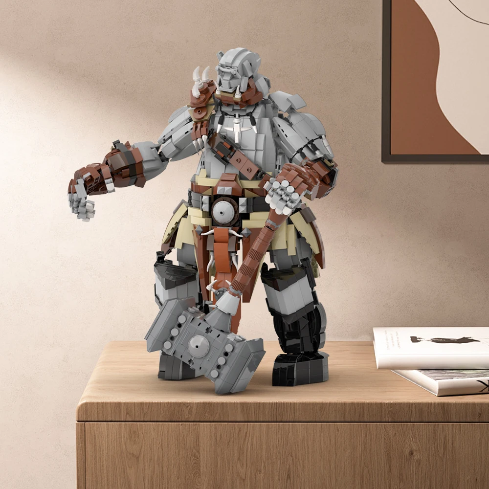 Moc jogo warcrafteds preto warhammereds blocos de construção modelo orgrim doomhammer tijolos diy brinquedo montado para crianças presente aniversário