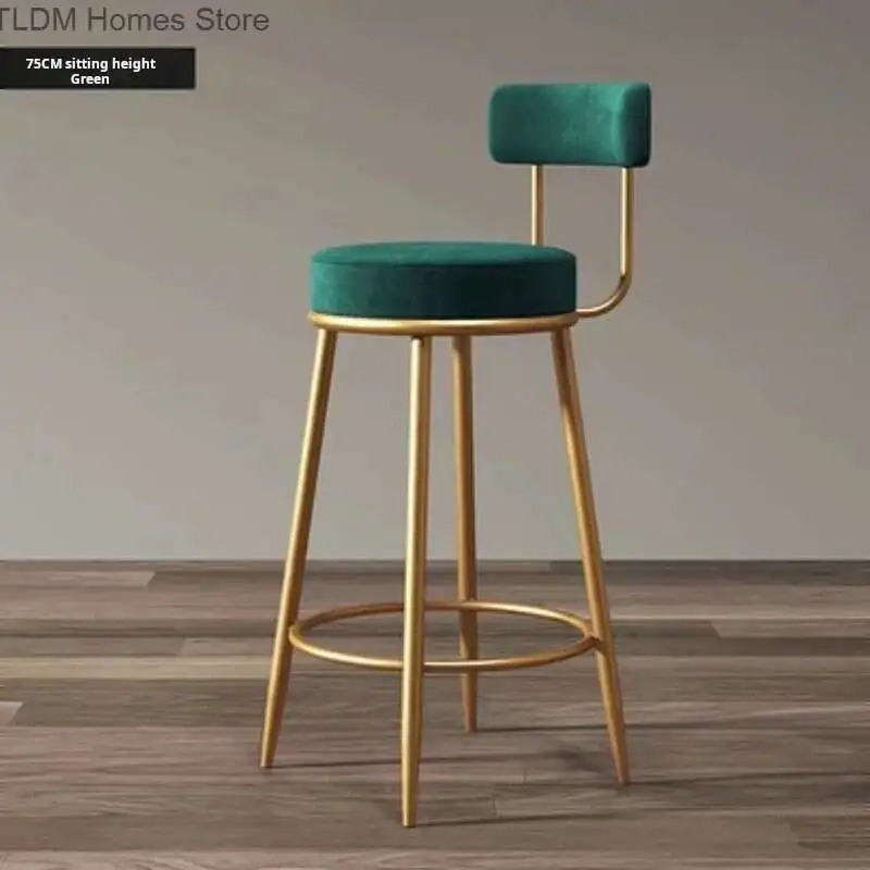 Moderno velluto Sedia da bar sgabelli alti da cucina Sedia da bar per la casa con schienale sgabelli in metallo INS sgabelli da bar altezza bancone mobili
