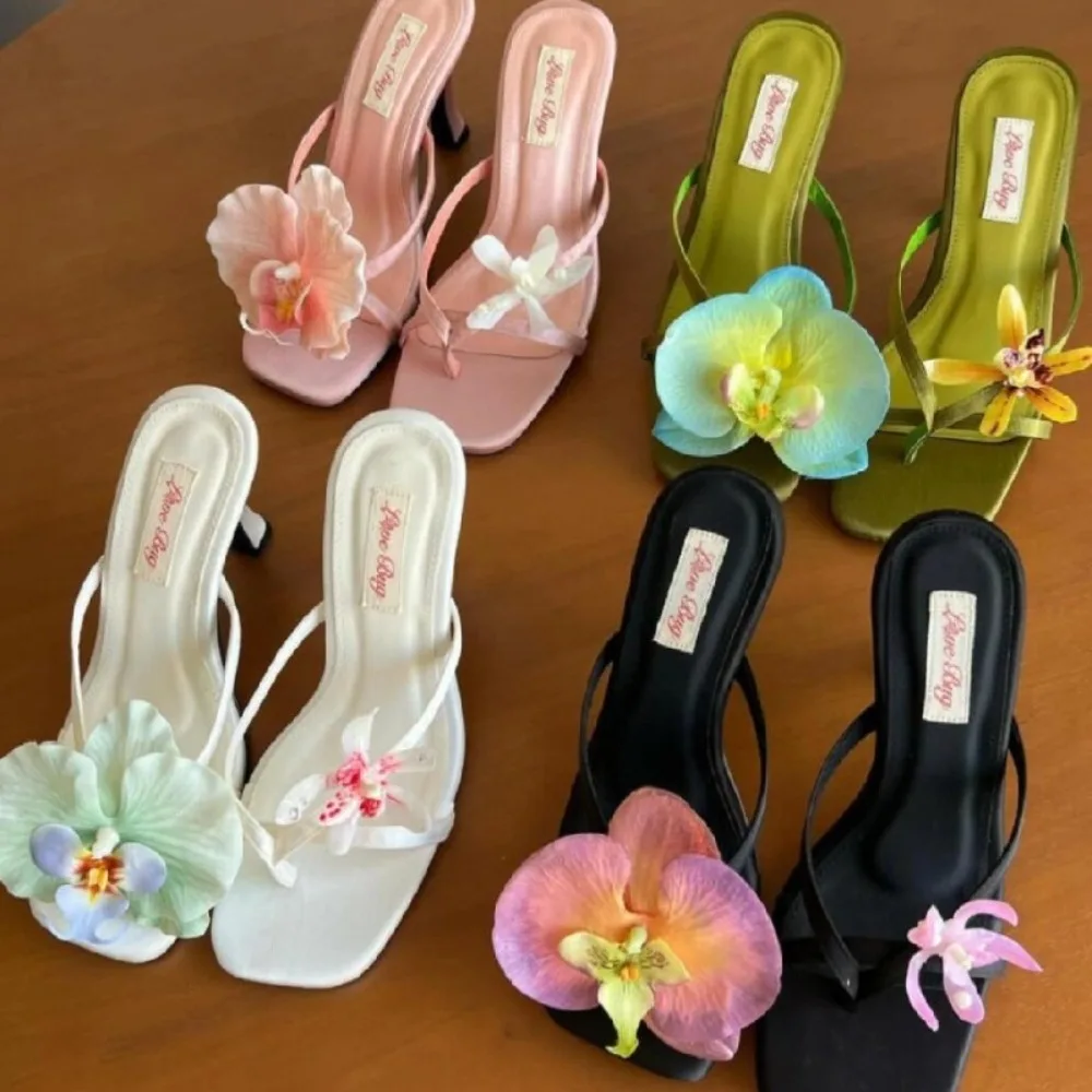 1 Pair Simulation Coloful Thai Fairy Butterfly Flower Shoe Buckles Personalized Design Butterfly Orchid Simulation Buckles Decor