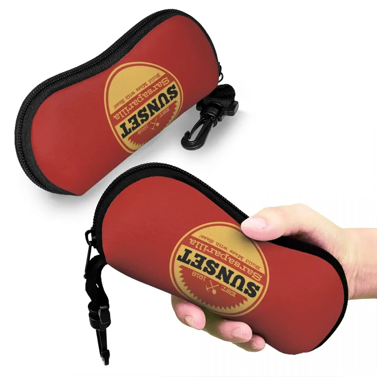 

Vintage Sunset Sarsaparilla Logo Shell Glasses Case Portable Sunglasses Box Women Men Soft Eyeglasses Bag Pouch
