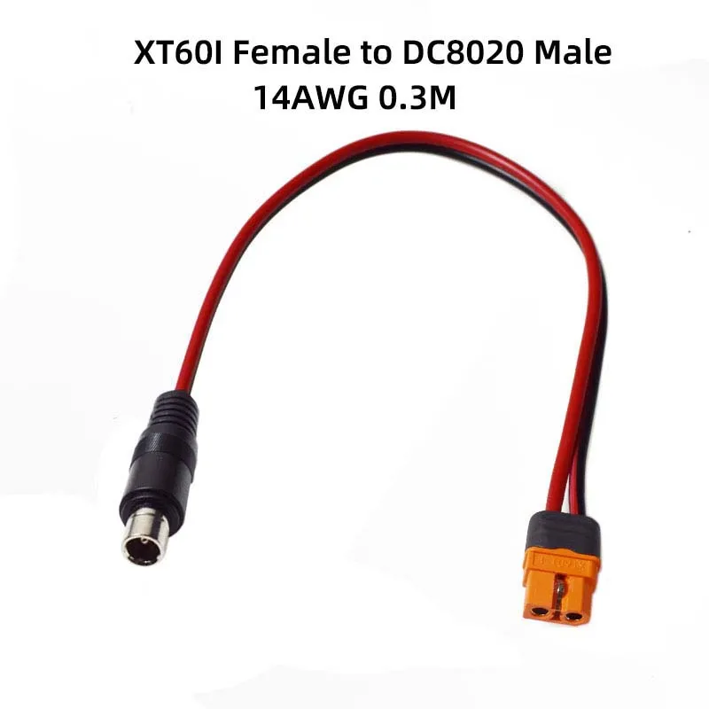 XT60I Female to DC8020 Male Power Cable Outdoor Solar Panel Adapter Charging Cable