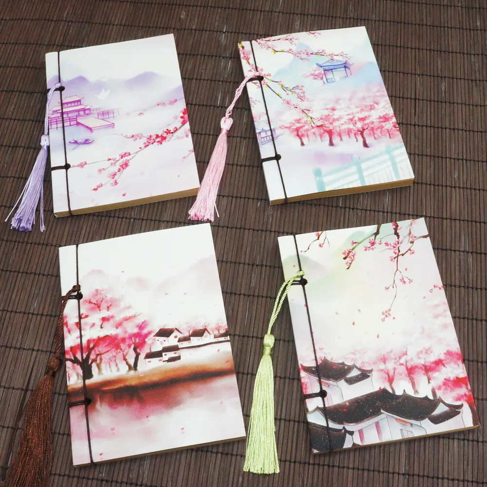 Flower Vintage Kraft Blank Paper Notebook Diary Planner Chinese Style Notepad for Calligraphy  Stationery Promotion Gift