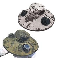 Outdoor Wide Brim Sun Hat with 2 Solar Fan Sun Bucket Hat for Men Women Foldable Sunhat with Adjustable Headband for Fishing