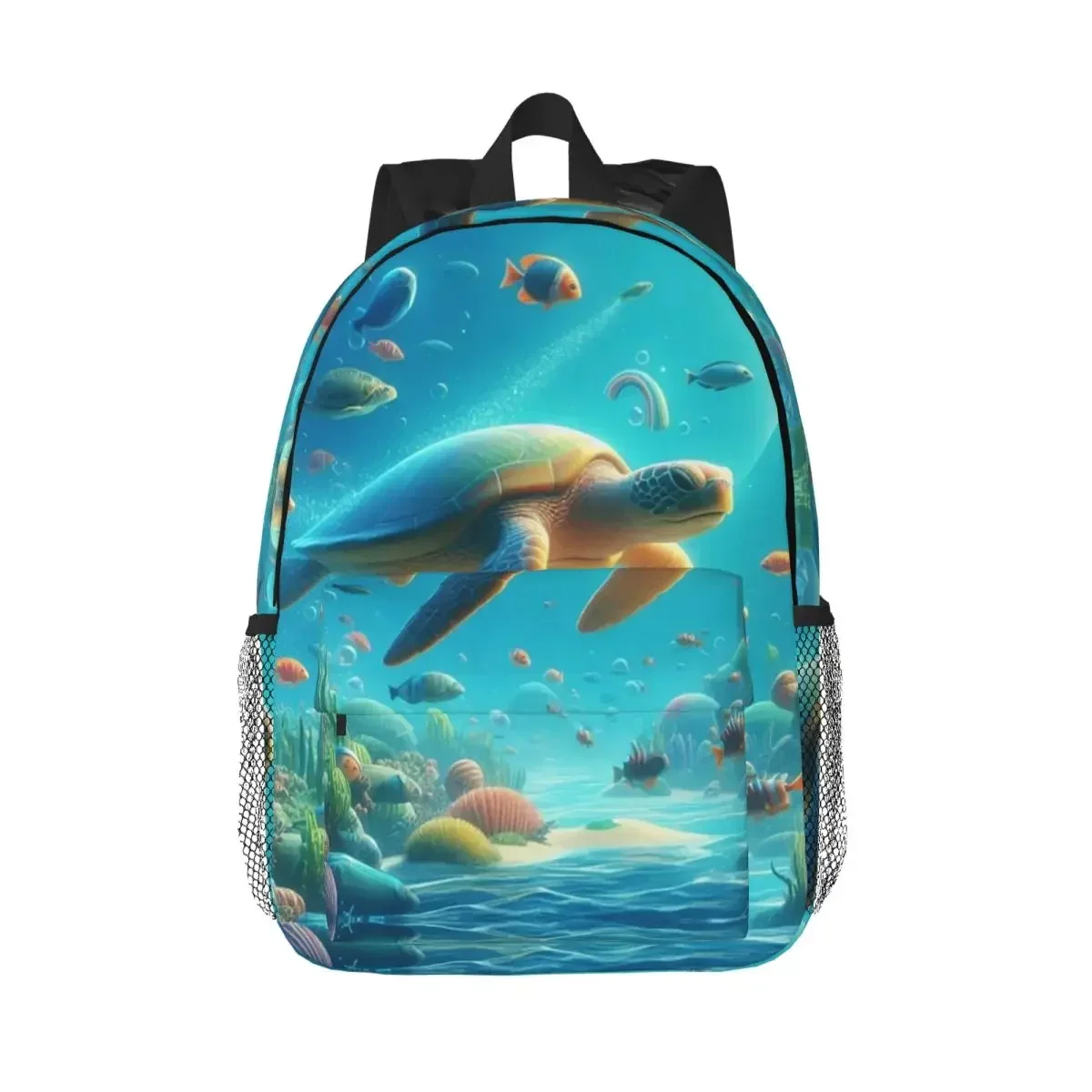 

Красочная подводная сцена с морской черепахой и рыбой Рюкзак Рюкзак для мальчиков и девочек Сумка для книг Сумки на плечо для мужчин, женщин, детей, школьная сумка