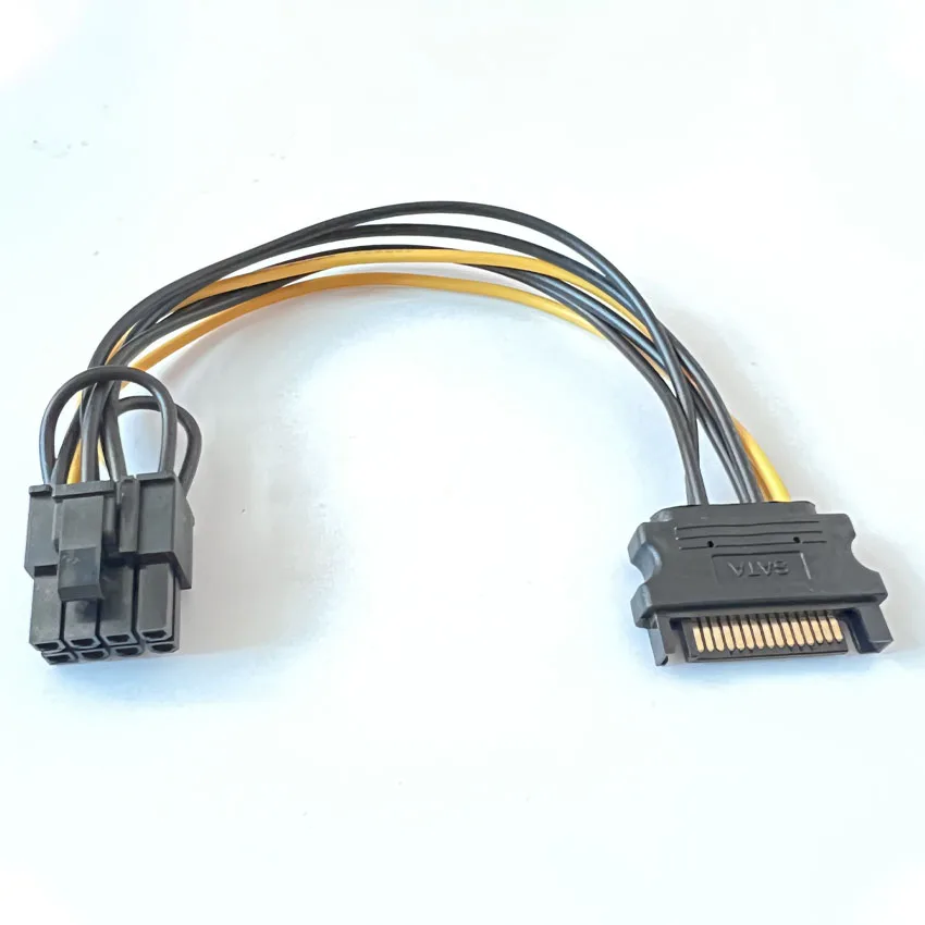 20cm High Speed 15 Pin SATA Male To 8 Pin(6+2) PCI-E Power Supply Cable SATA Cable 15-pin To 8 Pin Cable