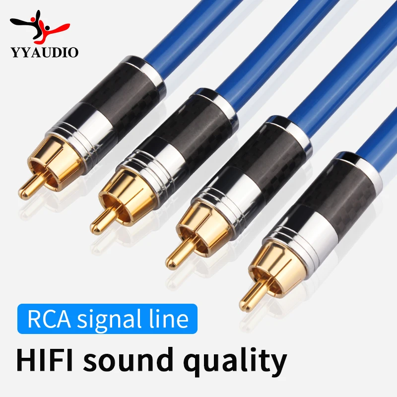YYAUDIO Hi-Fi Dual RCA Audio Cable, Single Crystal Copper RCA Signal Cable, 2RCA to 2RCA Amplifier/Speaker Interconnect Cable