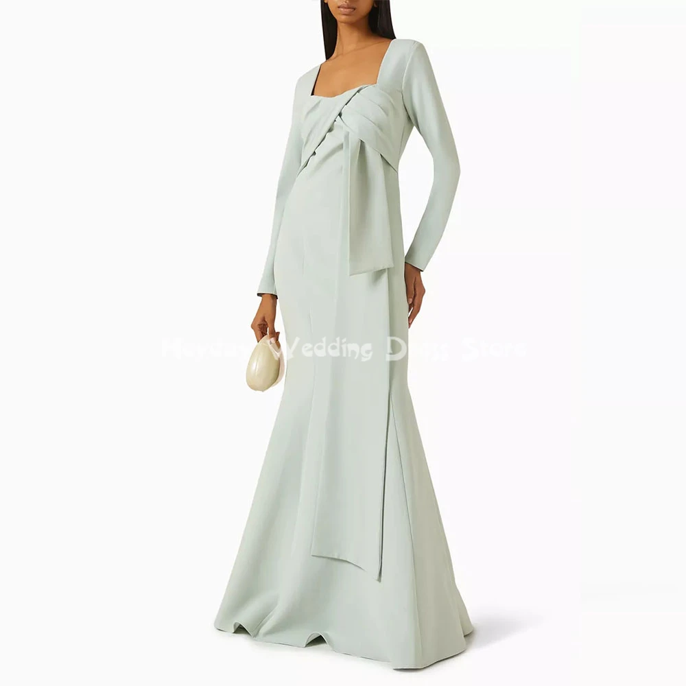 

Heyday Women's Draped Split Mermaid Customized Evening Dresses Square-neck With Long Sleeves Floor-Length Elegant Dresses 2025