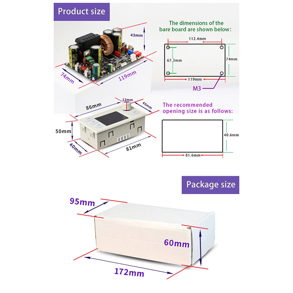 XY12522 CNC DC Adjustable Buck Power Supply Constant Voltage Constant Current Module 22A/2000W Input Voltage DC12-140V