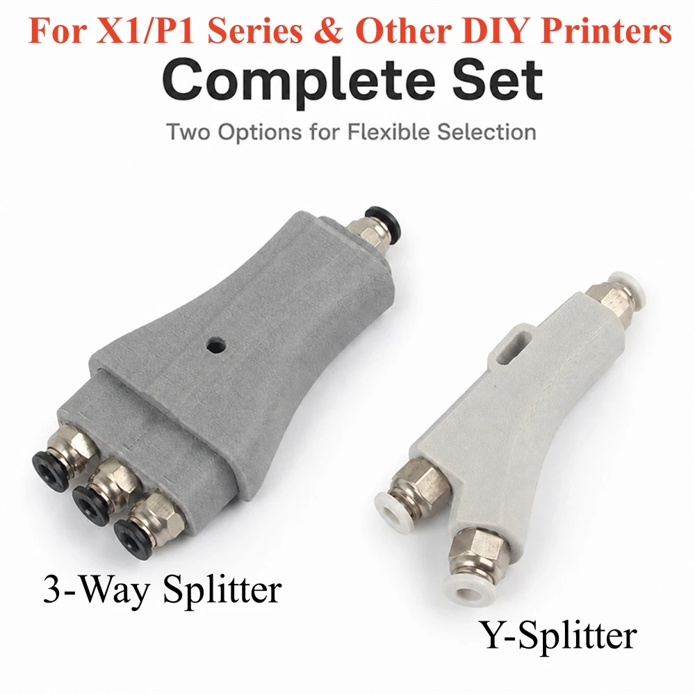 For X1/P1 Series & Other DIY Printers Filament Y-Type/3-Way Splitter Multi-Color Consumables Splitter Kit 3D Printer Accessories