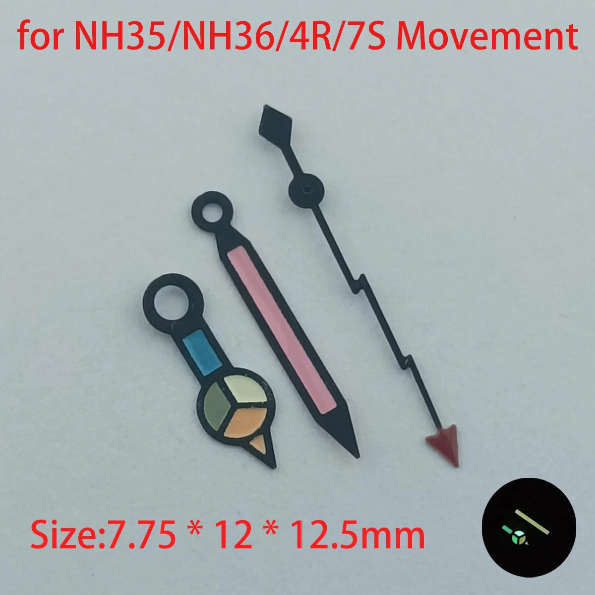 Multi-Color Watch Hand NH35 Hands 7.5mm 12mm 12.5mm Green Luminous Pointers Watch Accessories for NH35/NH36/4R/7S Movement