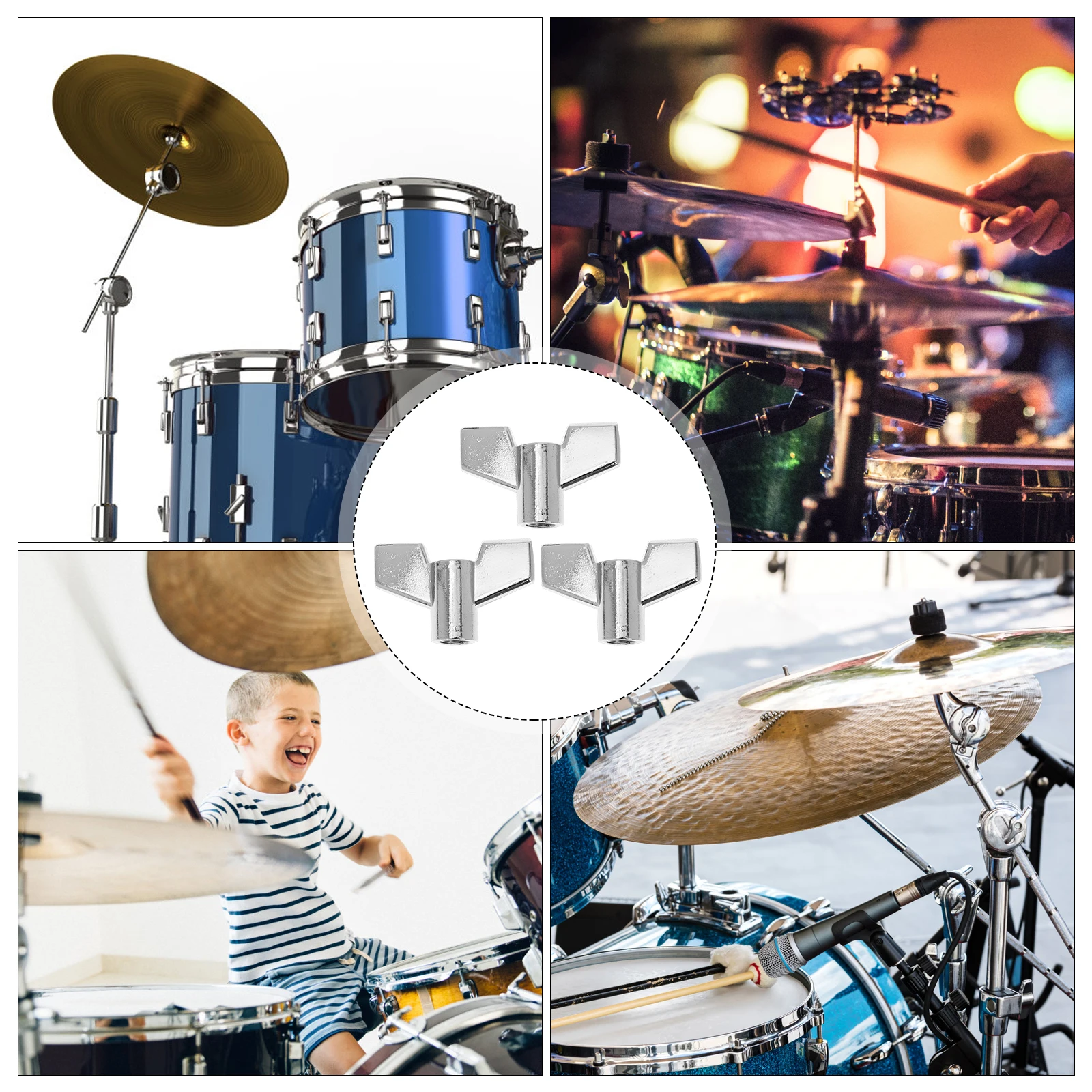 

3 Pcs Cymbal Stand Nut Drum Wing Accessories Penetration Keys Alloy Nuts Attachment