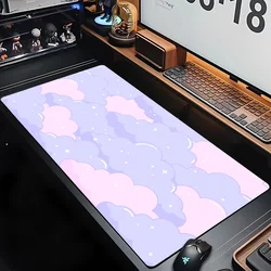 Büyük boy pembe Mousepad Pastel bulutlar sümen Kawaii karikatür fare kauçuk ped masa Mat genişletilmiş oyun kilidi kenar klavye matı