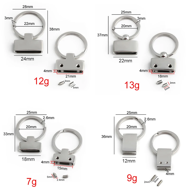 21/18/15/12MM Stainless Steel Metal Split Rings Keychain For DIY Bags Strap Webbing Stopper Ring Chain Holder Hooks Accessories