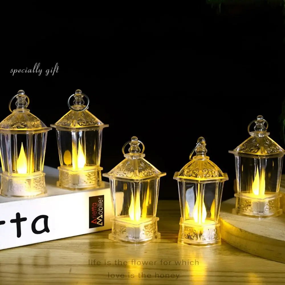 Portable Night Light Electronic Candle Light Atmosphere Warm White LED Crystal Lamp Acrylic Props Desks