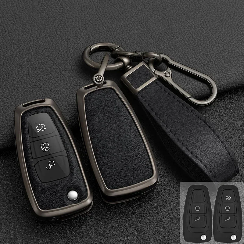 

Zinc Alloy + Silicone Car Key Case Cover For Ford Fiesta Ranger C-Max S-Max Focus 3 4 Galaxy Mondeo Transit Tourneo Custom MK4