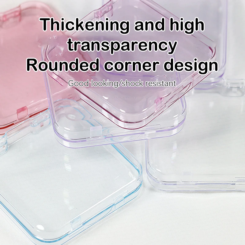 Square Nail Storage Box Portable Transparent Container Jewelry Earring Rings Bracelet Badge Nail Packaging Case