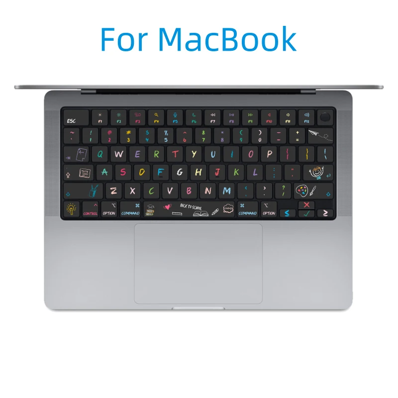 Suitable for (Us American Version) Apple MacBook Laptop Keyboard Stickers, Hand-Drawn Chalk Cartoon, Paint Chipping Repair for Air M4 15.3 A3241 A2941 Pro M2-M3 16.2 A2780 13.6 13.3