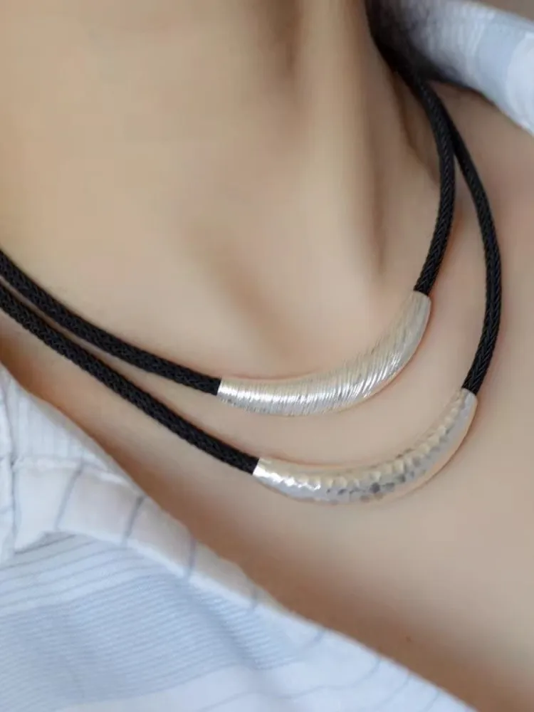 Handmade 925 Sterling Silver Necklace Vintage National Style Torques Casual Design Female Clavicle Chain