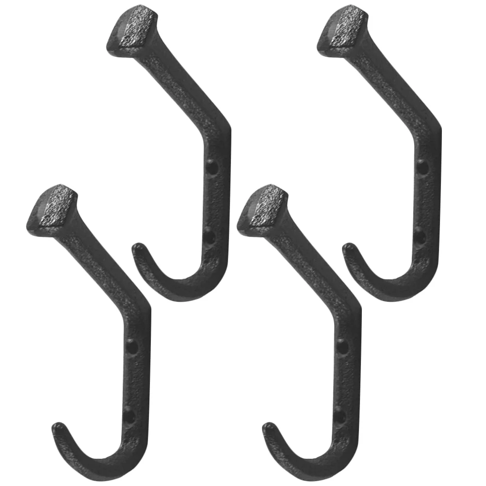 

4 Pcs Cast Iron Bent Nail Hook Metal Key Decorative Hooks Wall Hat Rack Storage Coat for Hanging Mount