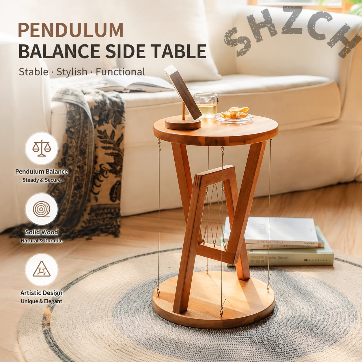 Floating Round Coffee Table – Solid Wood, Minimalist Design for Living Room or Sofa Side
