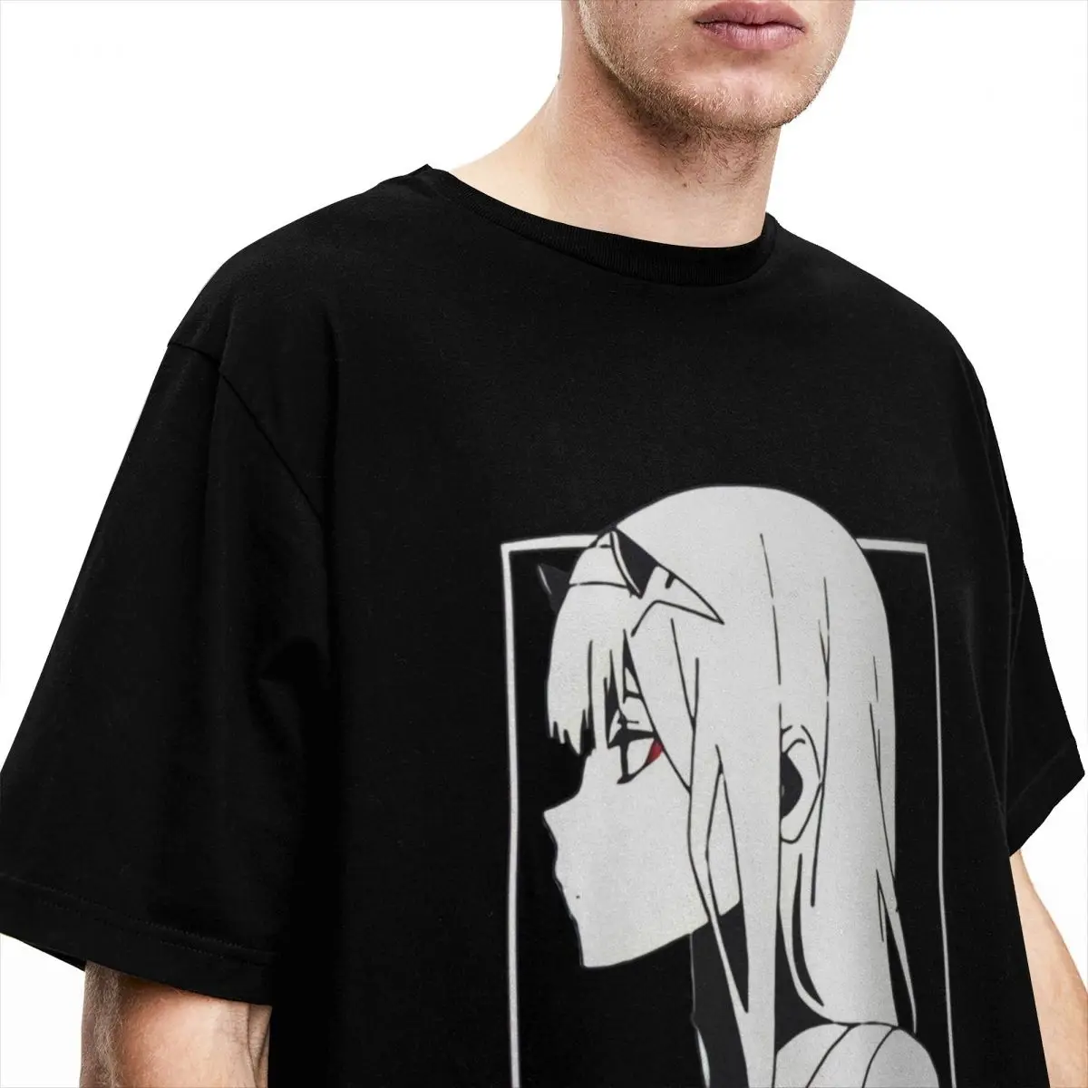 Men\'s T-Shirts Darling In The Franxx Unique Pure Cotton Tee Shirt Short Sleeve Uinqie Art Zero Two T Shirt O Neck Tops 6XL