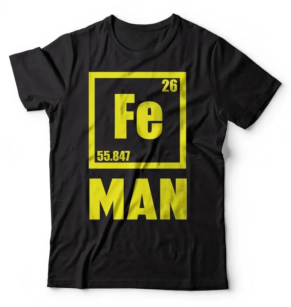 

Fe Man T-shirt Iron Chemical Element T-shirt Breathable and Soft Comfortable Fashionable Cotton Street Hip Hop Men's Clothing