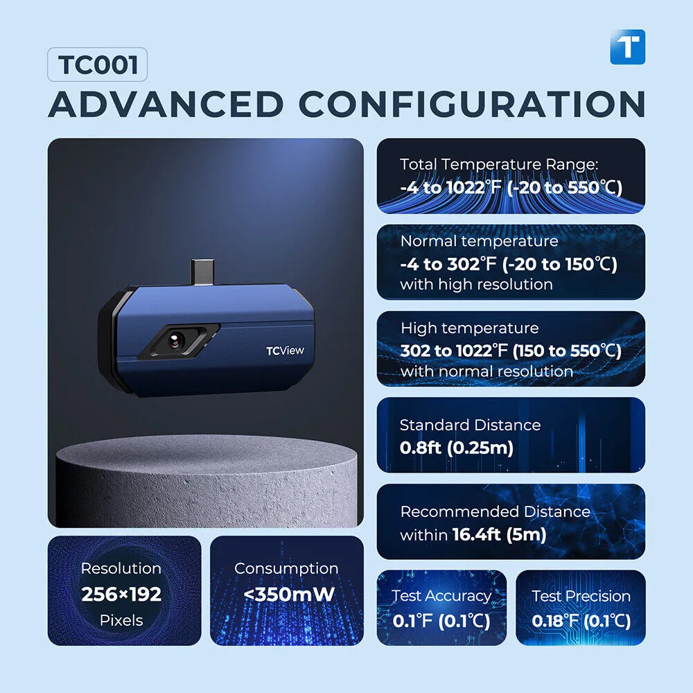 TOPDON TC001 Thermal Imaging Camera 256x192 IR High Resolution Infrared Thermal Imager Handheld Temperature for Android Tablet