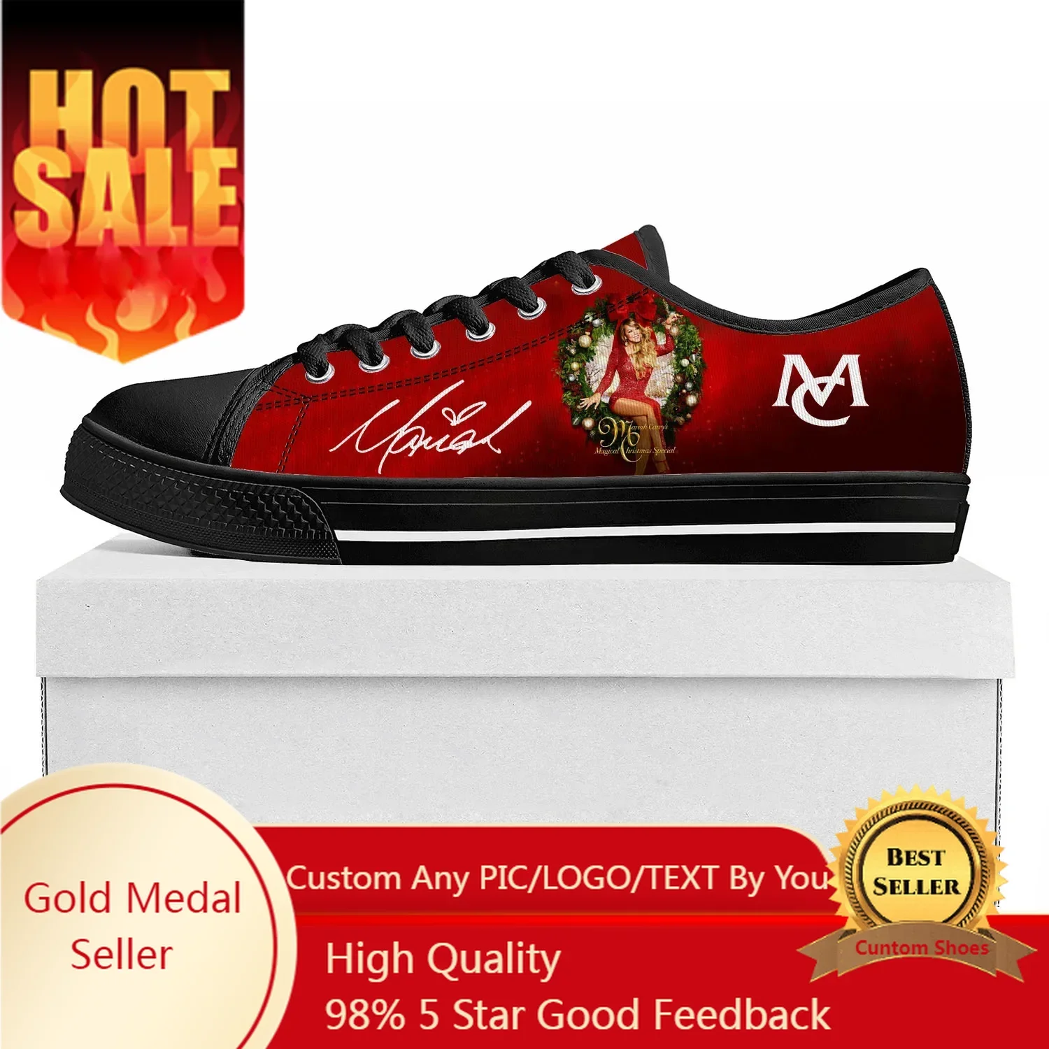 

Mariah Carey Low Top Sneakers Mens Womens Teenager Canvas Customized Sneaker Casual Couple Shoes Custom Shoe Black