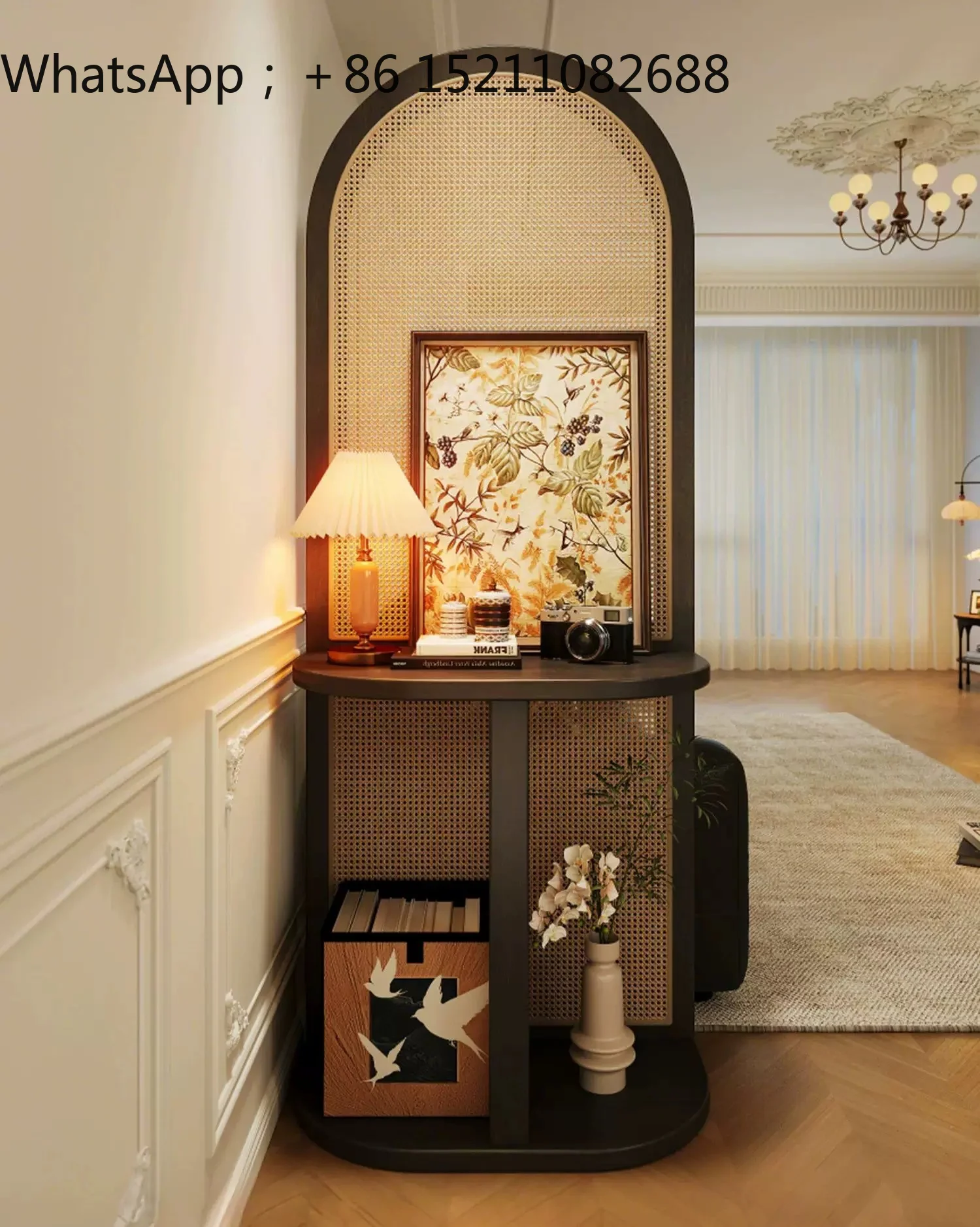 SCY screen living room partition solid wood rattan home seat screen porch through the hall blocking rack