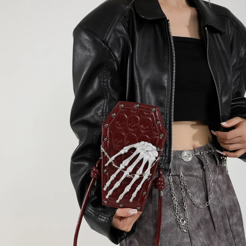 Novelty Coffin Shape Purses and Handbags Halloween Handbag Cross Crossbody Bag Coffin Purses Women Gothic Cross Shoulder Bag