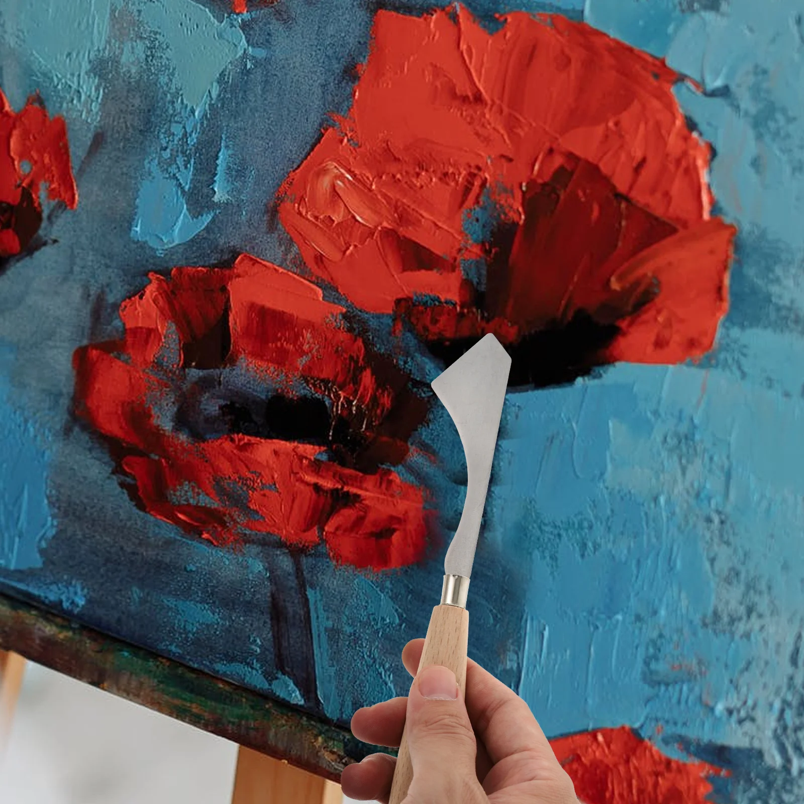 5 قطعة مجموعة ملاعق الرسم الزيتي مقبض خشبي مكشطة خلط الألوان لدهانات الأكريليك لوازم فنية أدوات الرسم