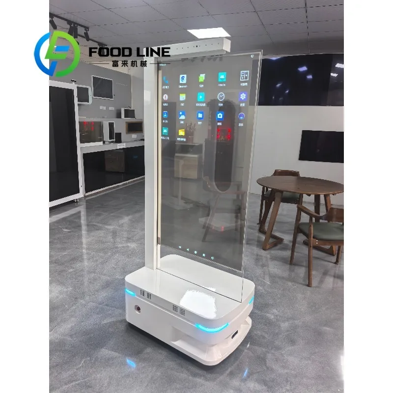 Transparent OLED Advertising Robot Intelligent Cruise Moving For Airport Lobby Enterprise Hall Brand Information Display Work