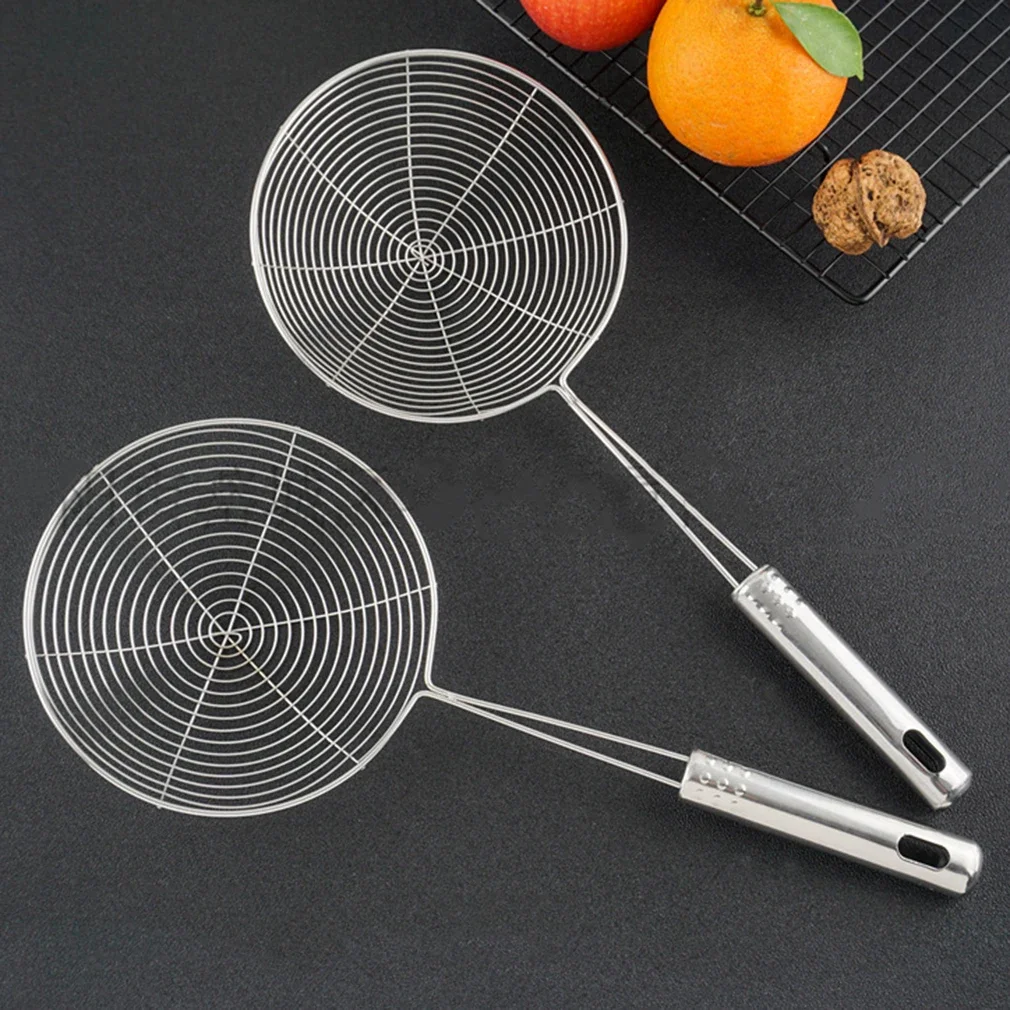 Espumadera de acero inoxidable, colador de araña sólido, cucharón, utensilio de cocina de acero inoxidable, herramienta para patatas fritas, pescado, utensilio para freír