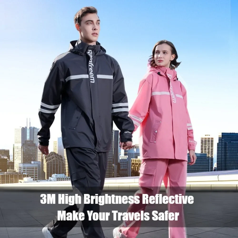 

Adult Motorcycle Rider Raincoat Rainpants Waterproof Reflective Outdoor Cycling Hiking Rainproof Rain Suit Equipment дождевик