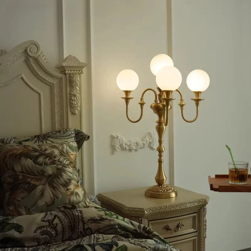 American pure copper candlestick lamp hotel villa banquet hall suite large living room floor lamp retro lamp